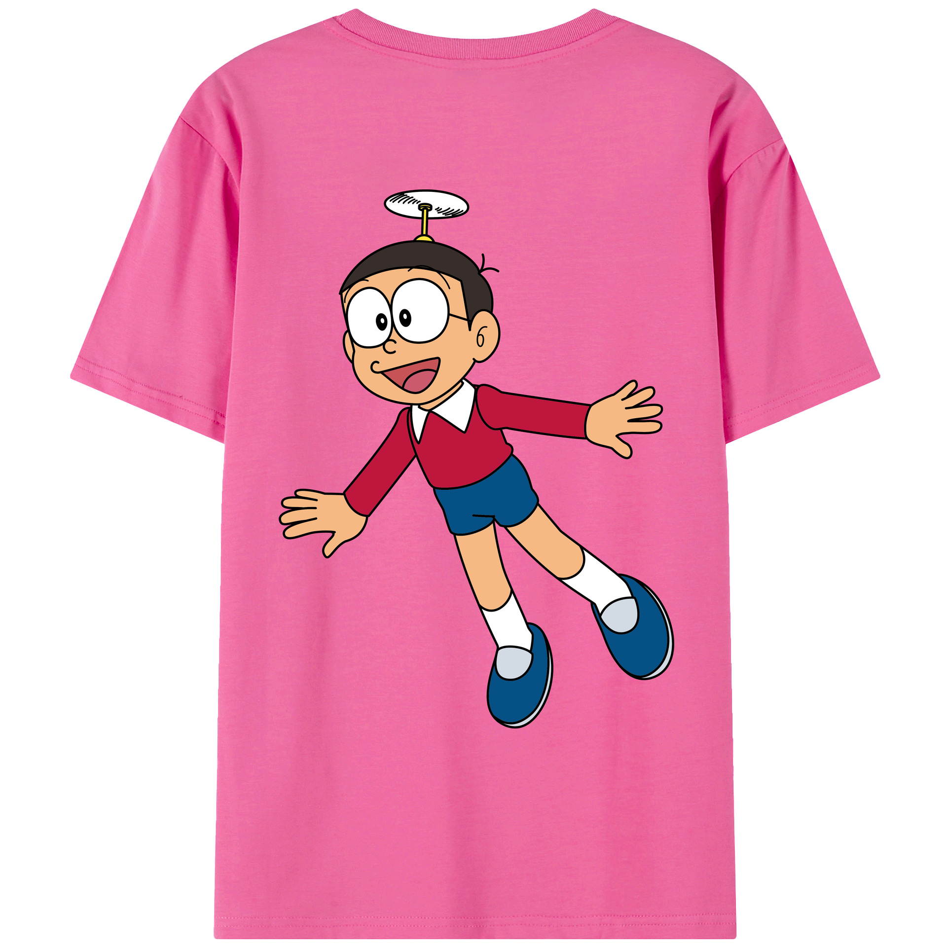 （画像用） ドラえもん 野比 のび太 Doraemon Nobita Nobi レディース半袖Tシャツ(バックプリント)